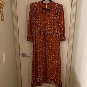Free People Floral Maxi Shirtdress
